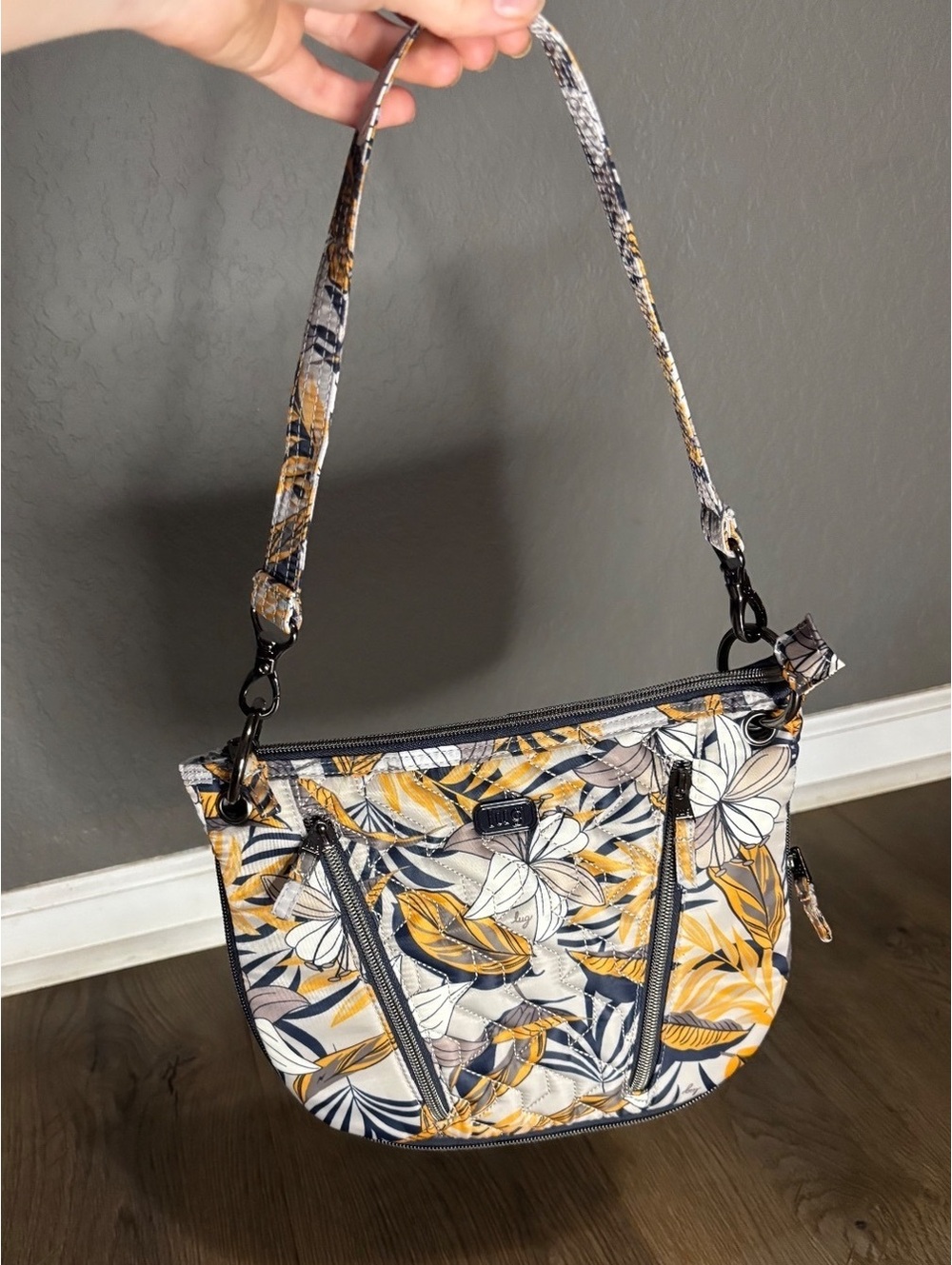 Lug Crossbody Bag with Floral Print and Heart Coin Purse